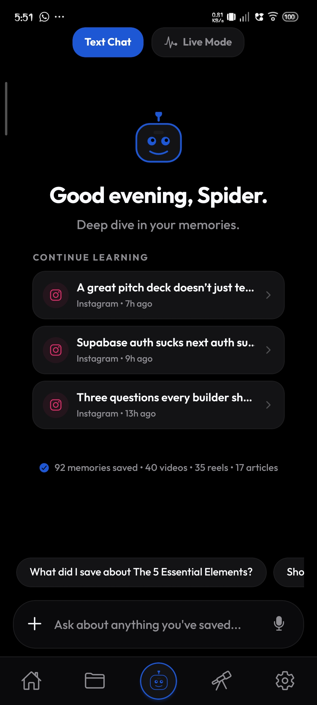 SavedMinds chat screen