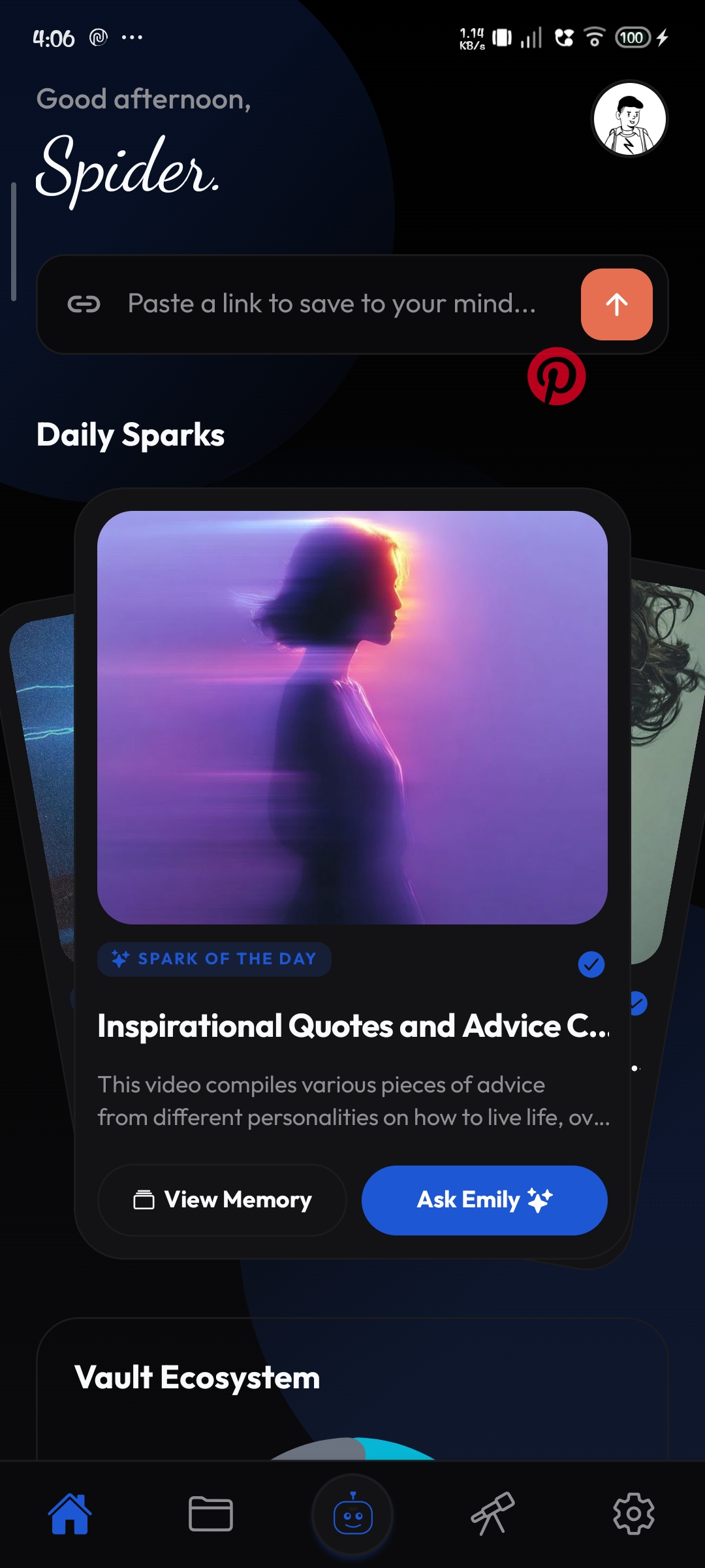 SavedMinds home screen